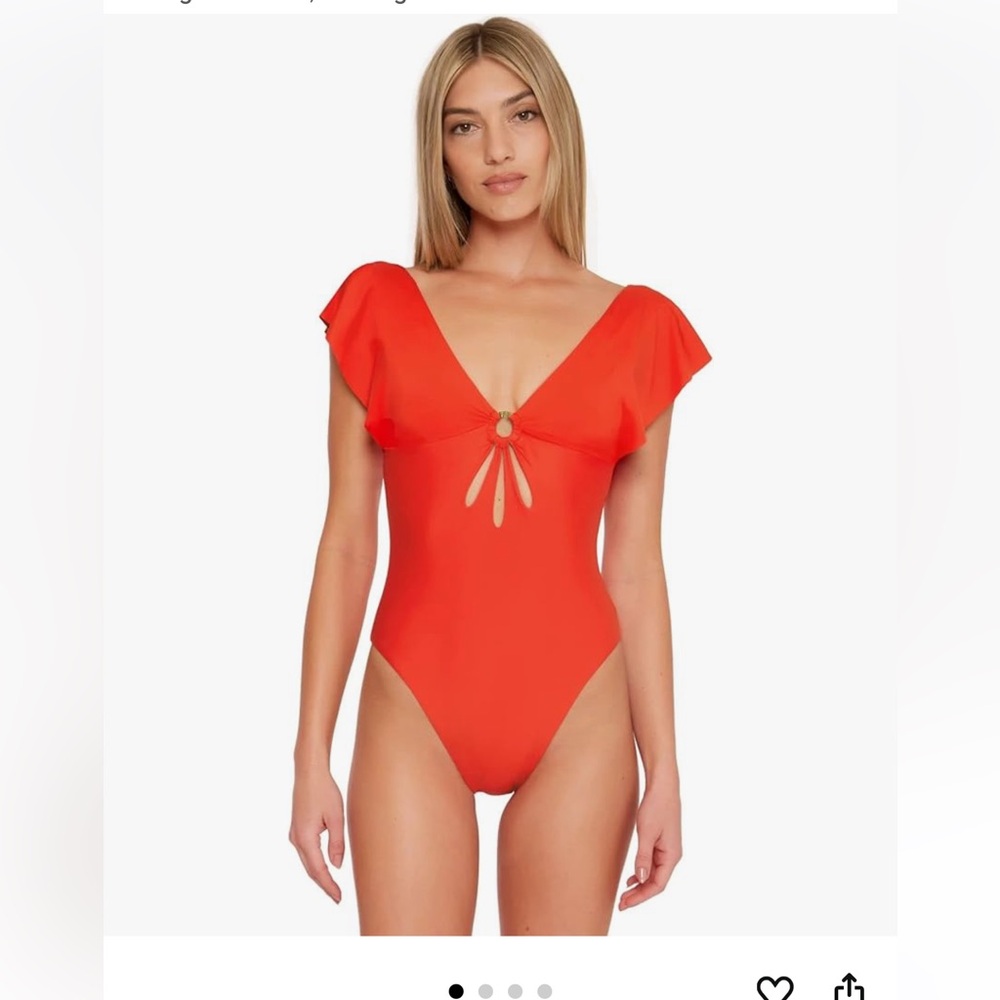 Trina Turk Red One-Piece Swimsuit with Front Ring Detail